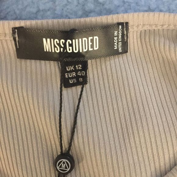 MISSGUIDED Gray Rib Graphic Crew Neck Mini Dress - Picture 7 of 8